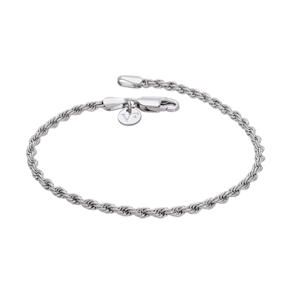 Cordellarmband i äkta silver 18cm